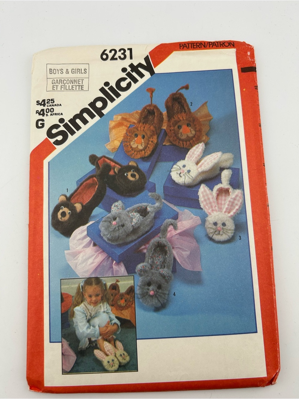 🪡 Simplicity Animal Slippers Vintage Sewing Pattern 6231